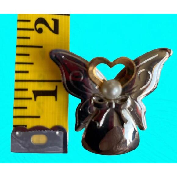 Jane Vtg AOL Angel of Love Pin Brooch Pearl Head Silver Over Brass Signed 1994 - Picture 5 of 10